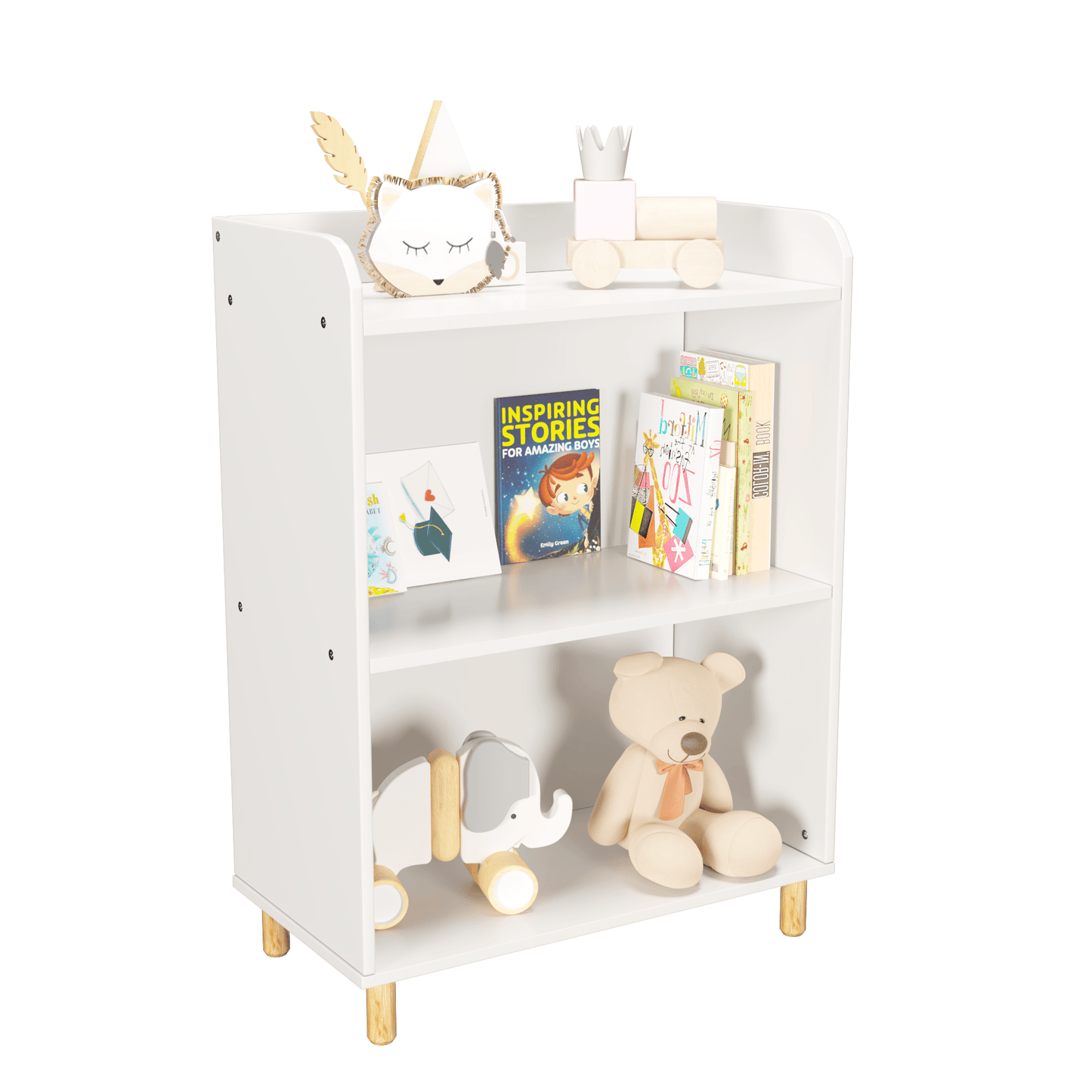 AHDECOR Kids 3-Tier Bookcase, Children's Book Display, Bookshelf Toy Storage Cabinet Organizer for Children's Room, Playroom, Nursery