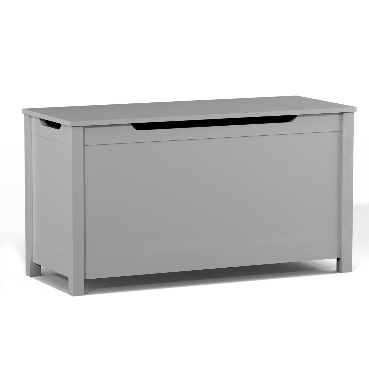 AHDECOR Kids Wooden Toy Box Storage with Safety Hinged Lid for Ages 3+ (Gray)