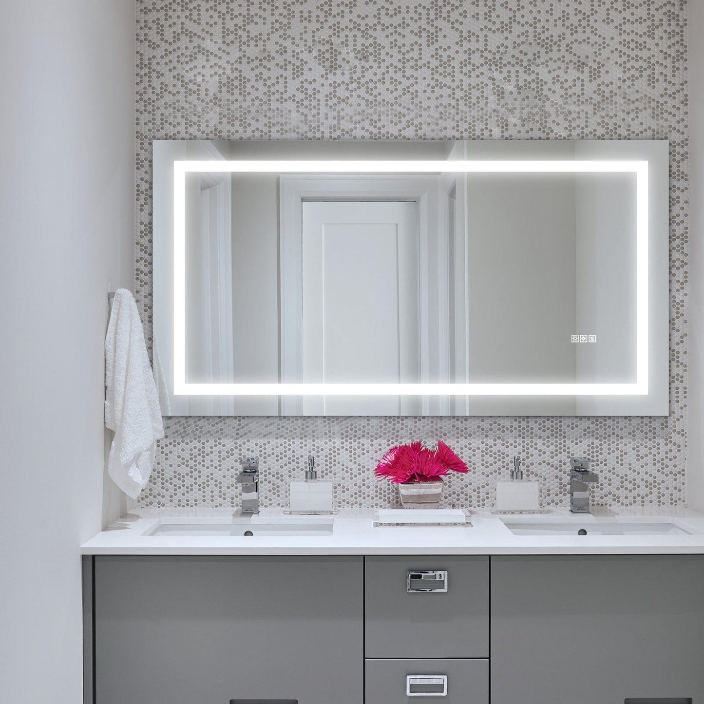 AH-DECOR led mirror LED Bathroom Mirror 60x 32  Inch with lights, anti-Fog & Dimming Led Bathroom Vanity Mirror