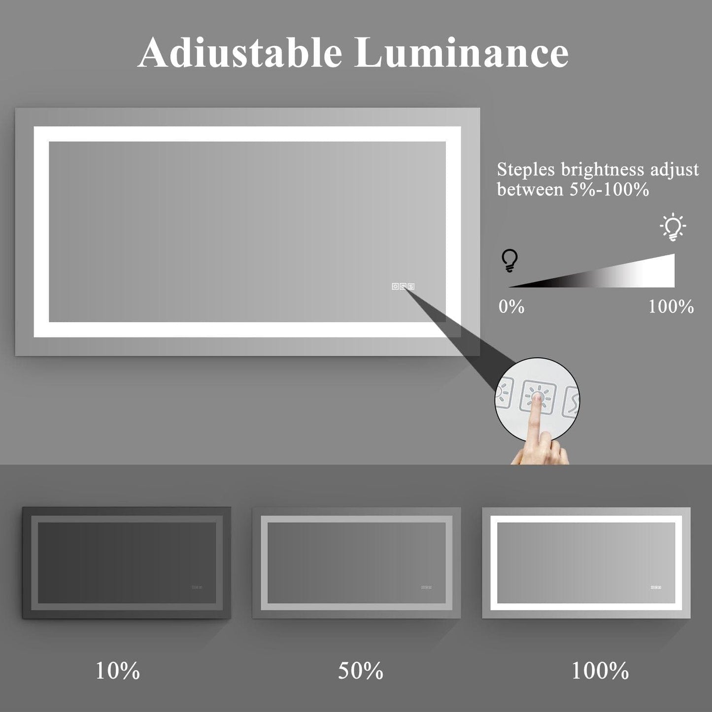 AH-DECOR led mirror LED Bathroom Mirror 60x 32  Inch with lights, anti-Fog & Dimming Led Bathroom Vanity Mirror