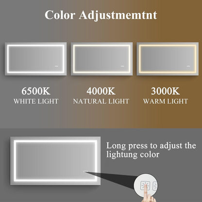 AH-DECOR led mirror LED Bathroom Mirror 60x 32  Inch with lights, anti-Fog & Dimming Led Bathroom Vanity Mirror