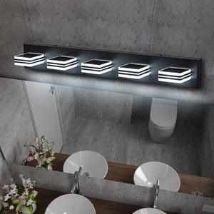 AH-DECOR lighting LED Modern Black Vanity Lights, 5-Lights Acrylic Matte Black Bathroom Vanity Lights Over Mirror