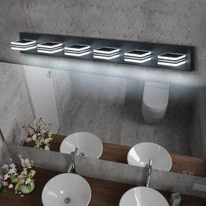 AHDECOR lighting LED Modern Black Vanity Lights, 6-Lights Acrylic Matte Black Bathroom Vanity Lights Over Mirror