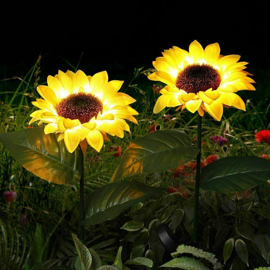 Ah-decor lighting Outdoor Solar Garden Stake Lights; Upgraded LED Solar Powered Light with 20 LED Sunflower;  Waterproof Solar Decorative Lights for Garden;  Patio;  Backyard (2 Pack)