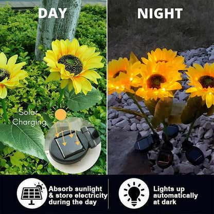 Ah-decor lighting Outdoor Solar Garden Stake Lights; Upgraded LED Solar Powered Light with 20 LED Sunflower;  Waterproof Solar Decorative Lights for Garden;  Patio;  Backyard (2 Pack)