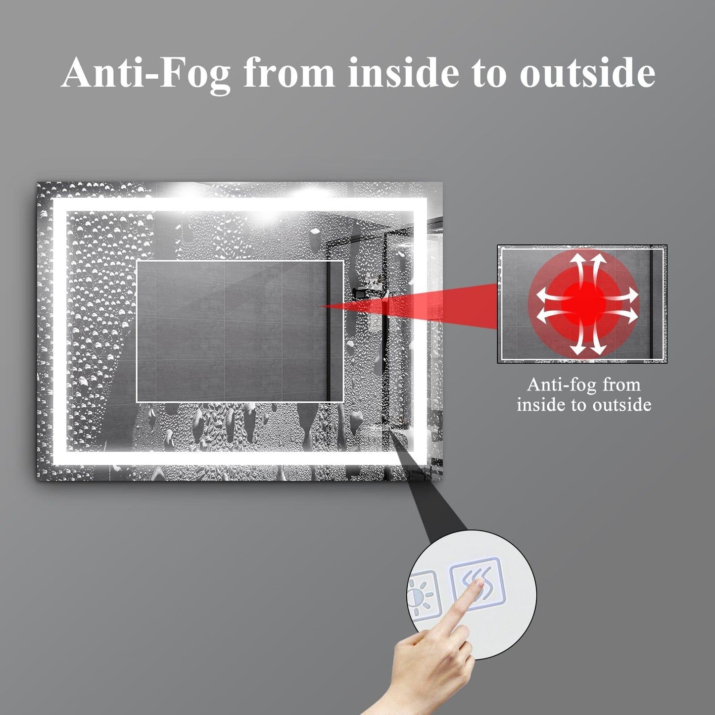 AH-DECOR mirror LED Bathroom Mirror 48x 36  Inch with lights, anti-Fog & Dimming Led Bathroom Vanity Mirror