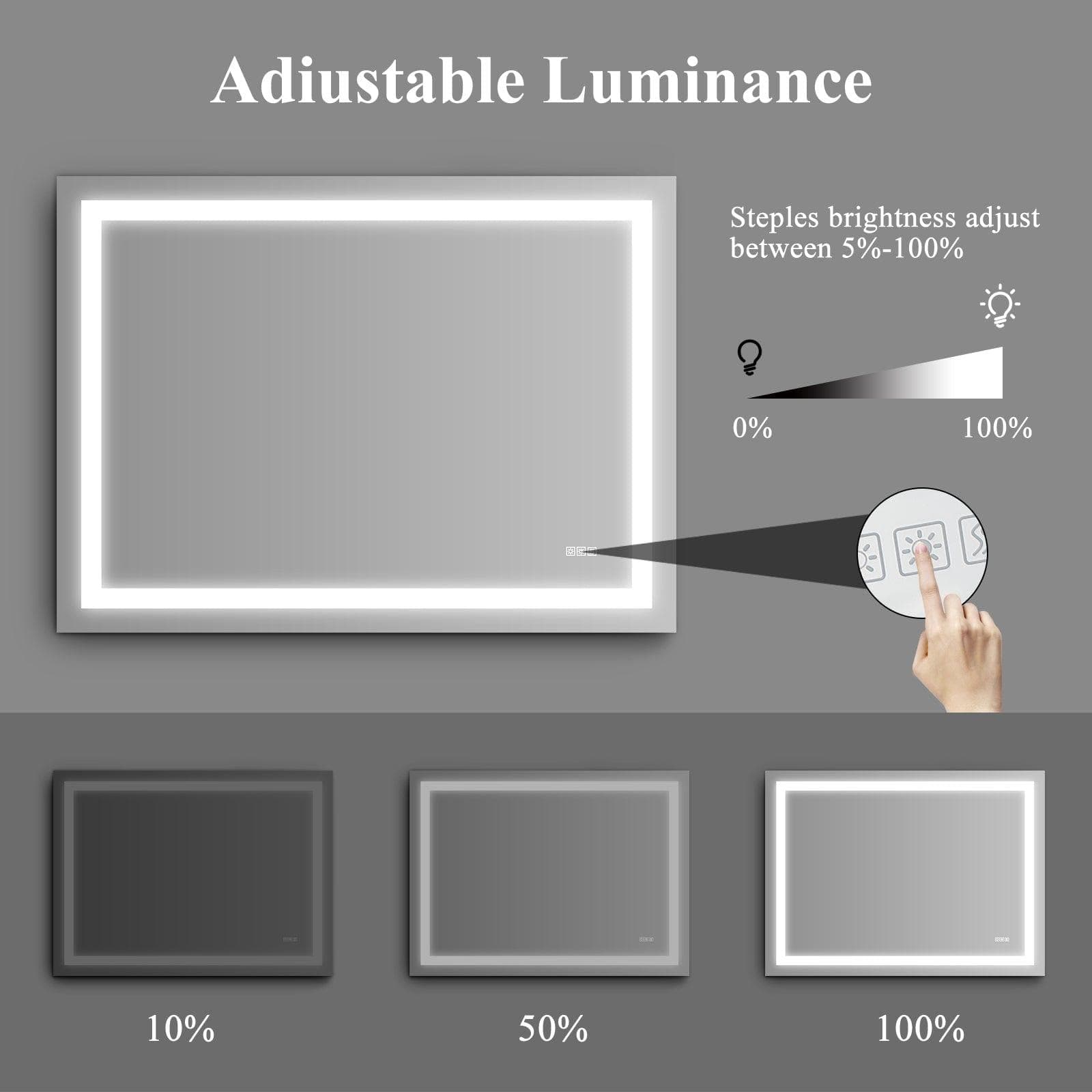 AH-DECOR mirror LED Bathroom Mirror 48x 36  Inch with lights, anti-Fog & Dimming Led Bathroom Vanity Mirror