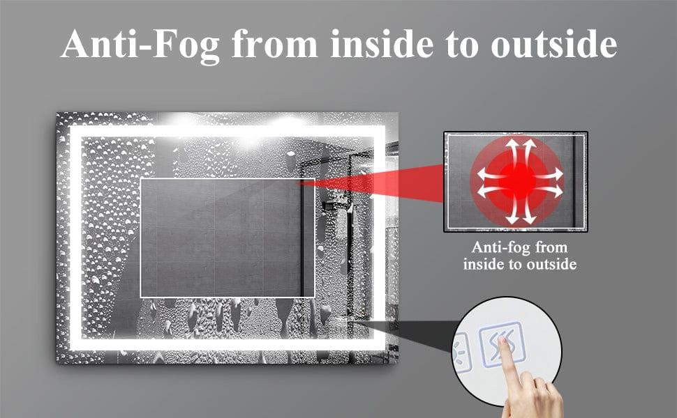 AH-DECOR mirror LED Bathroom Mirror 48x 36  Inch with lights, anti-Fog & Dimming Led Bathroom Vanity Mirror