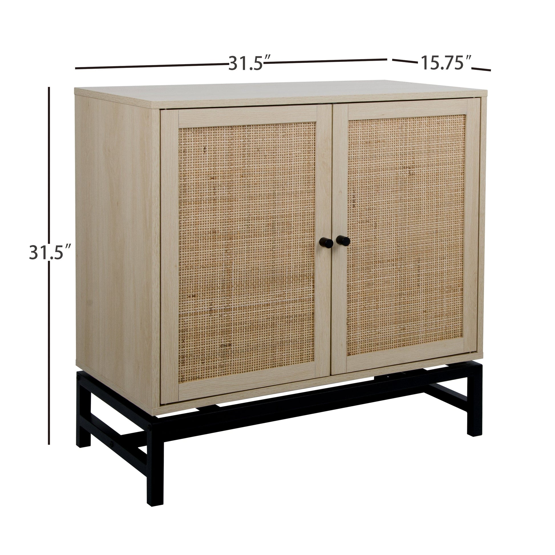 AHDECOR Natural rattan, 2 door cabinet, with 1 Adjustable Inner Shelves, rattan, Accent Storage Cabinet