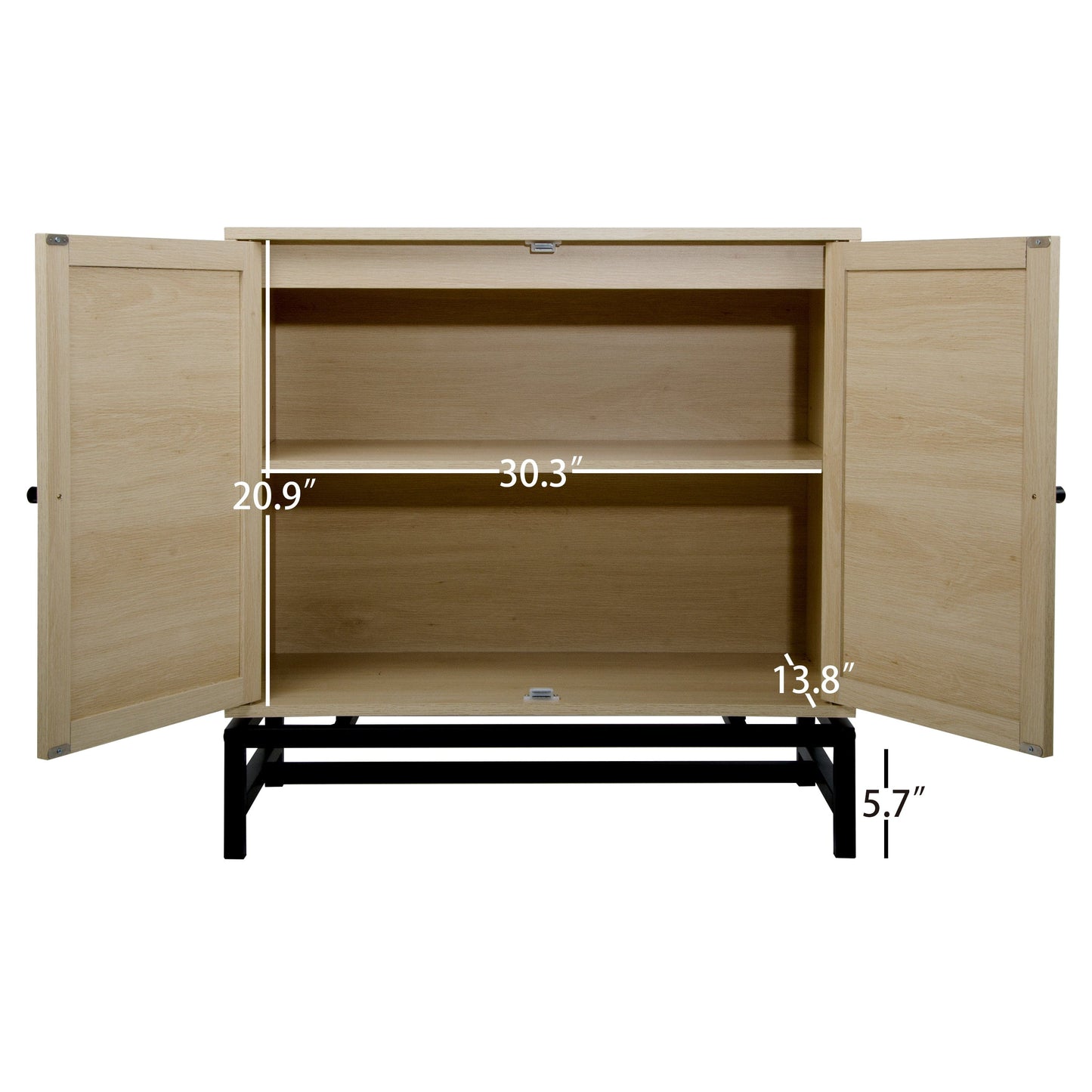 AHDECOR Natural rattan, 2 door cabinet, with 1 Adjustable Inner Shelves, rattan, Accent Storage Cabinet