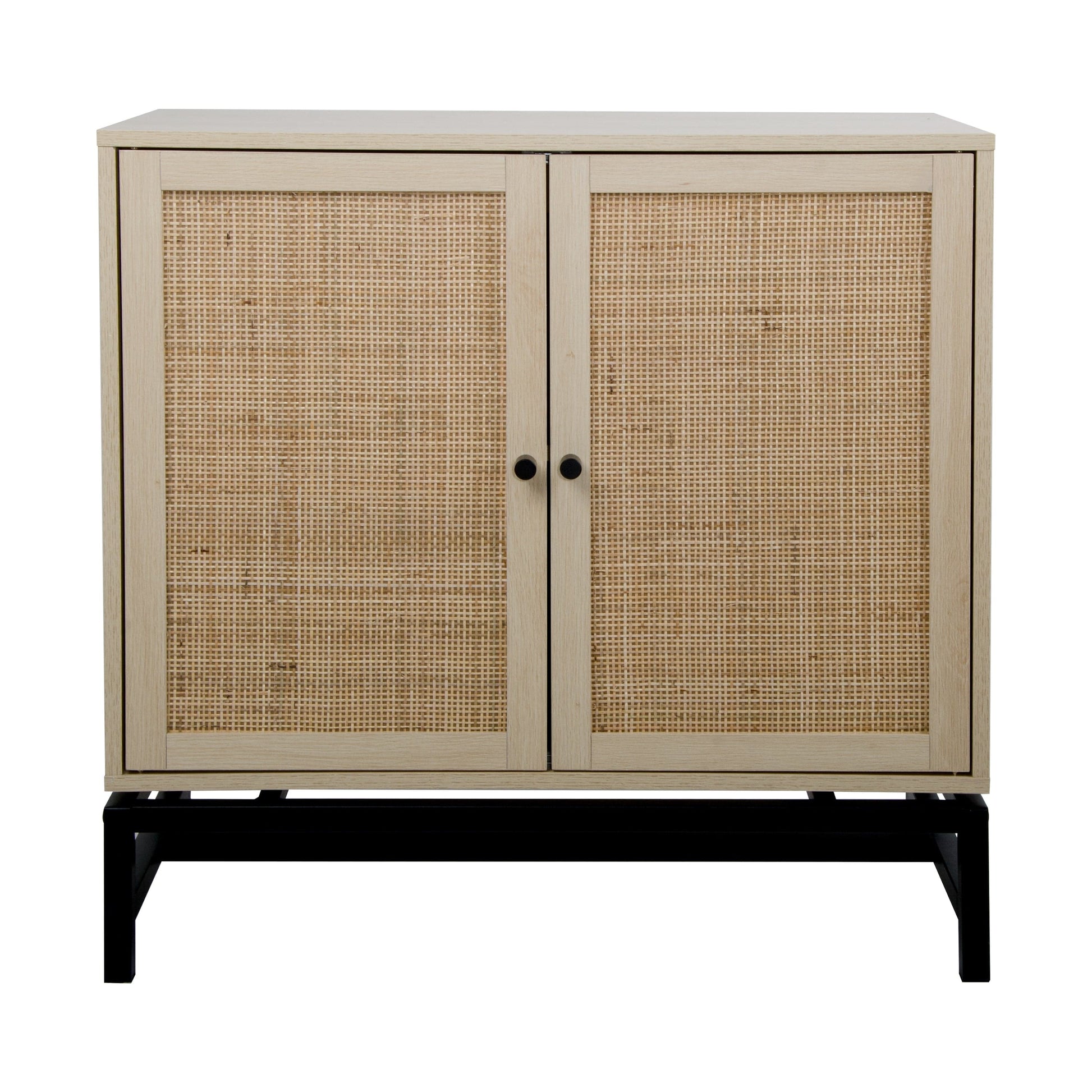 AHDECOR Natural rattan, 2 door cabinet, with 1 Adjustable Inner Shelves, rattan, Accent Storage Cabinet