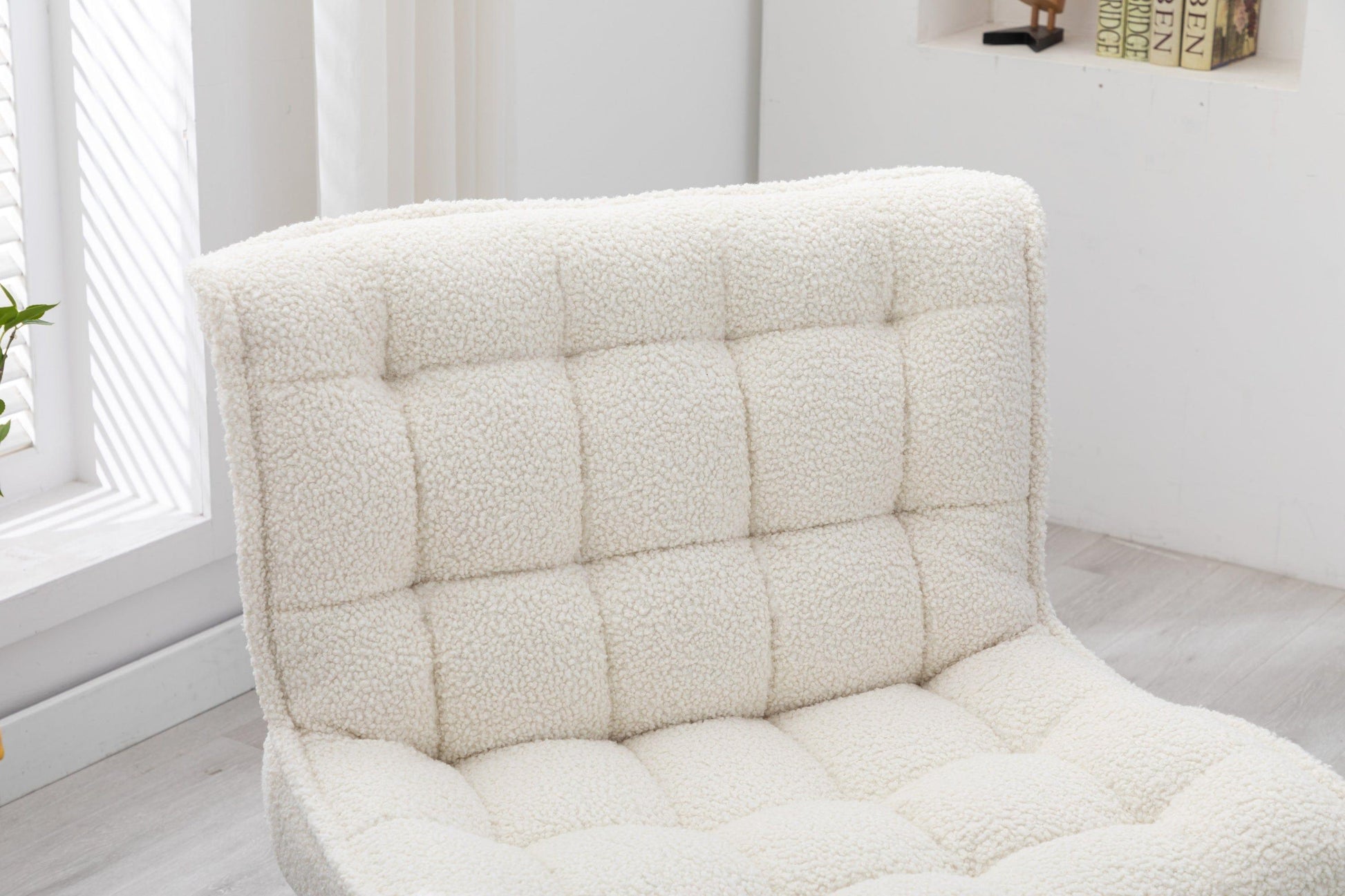 AHDECOR Ottoman Modern Soft Teddy Fabric Material Large Width Accent Chair Leisure Chair Armchair TV Chair Bedroom Chair With Ottoman Black Legs For Indoor Home And Living Room,White