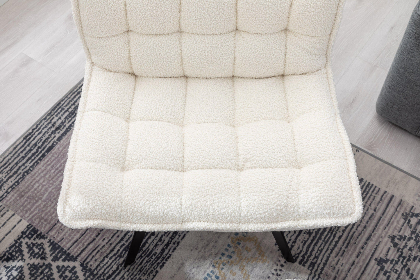 AHDECOR Ottoman Modern Soft Teddy Fabric Material Large Width Accent Chair Leisure Chair Armchair TV Chair Bedroom Chair With Ottoman Black Legs For Indoor Home And Living Room,White