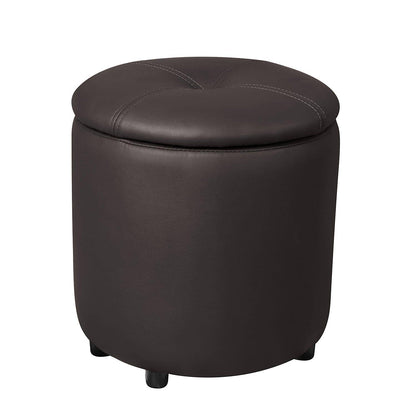 AHDECOR ottoman Round Storage Ottoman Faux Leather Upholstered Footrest Stool for Living Room Bedroom