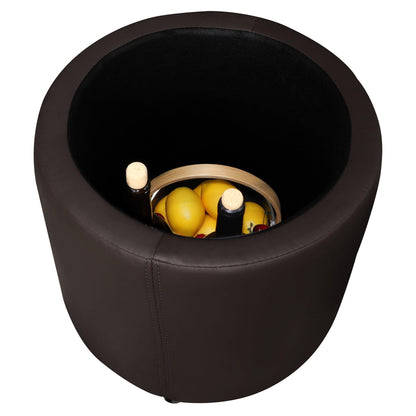 AHDECOR ottoman Round Storage Ottoman Faux Leather Upholstered Footrest Stool for Living Room Bedroom