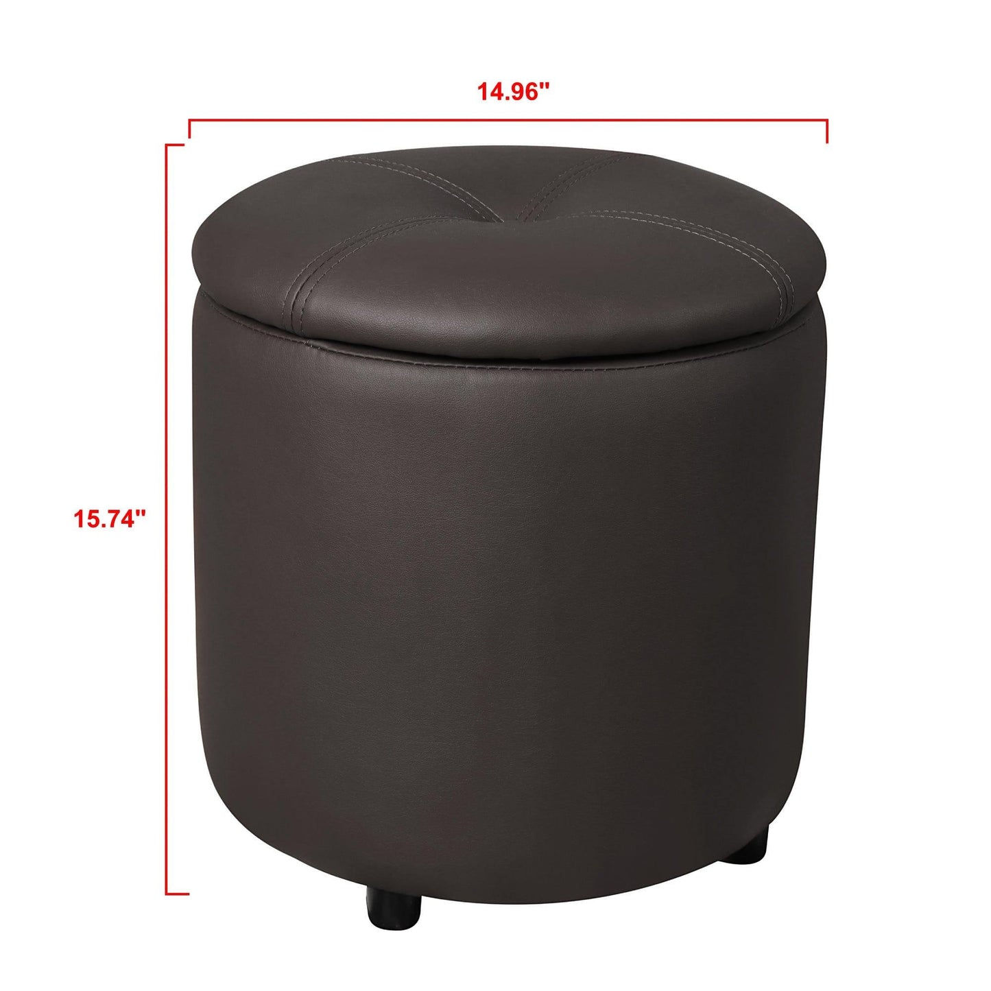 AHDECOR ottoman Round Storage Ottoman Faux Leather Upholstered Footrest Stool for Living Room Bedroom