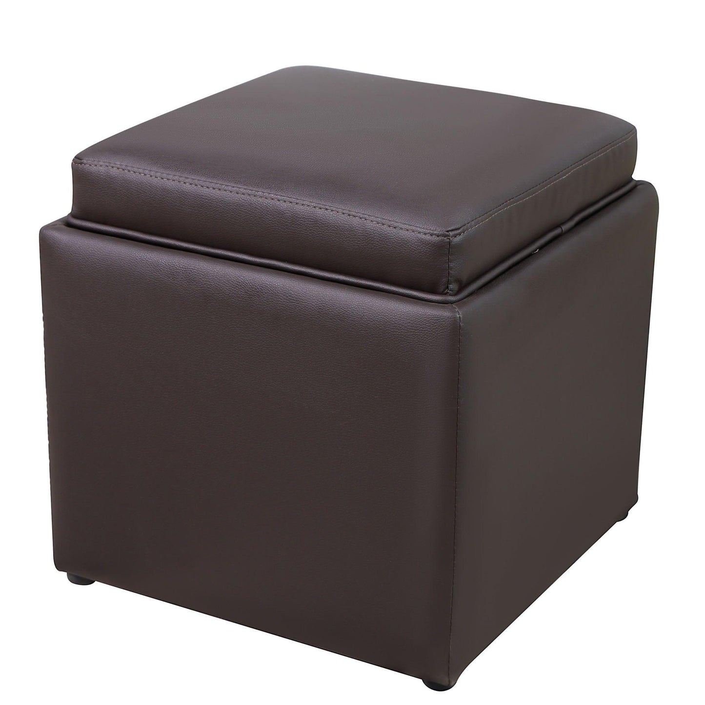 AHDECOR ottoman Square Storage Ottoman with Tray Faux Leather Upholstered Footrest Stool, Seat as Side Coffee Table for Living Room