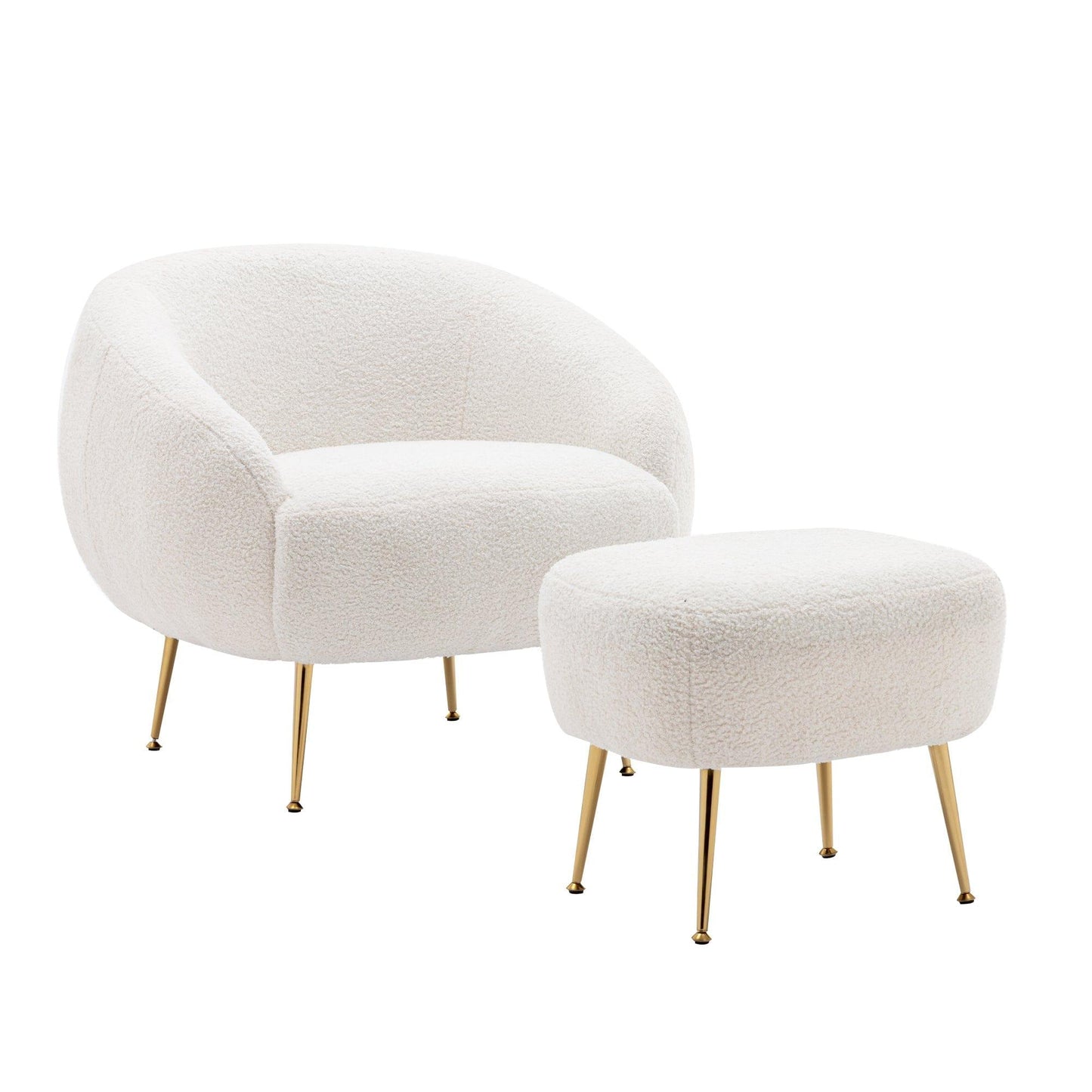 AH-DECOR ottoman White Accent Chair with Ottoman for bedroom and living room