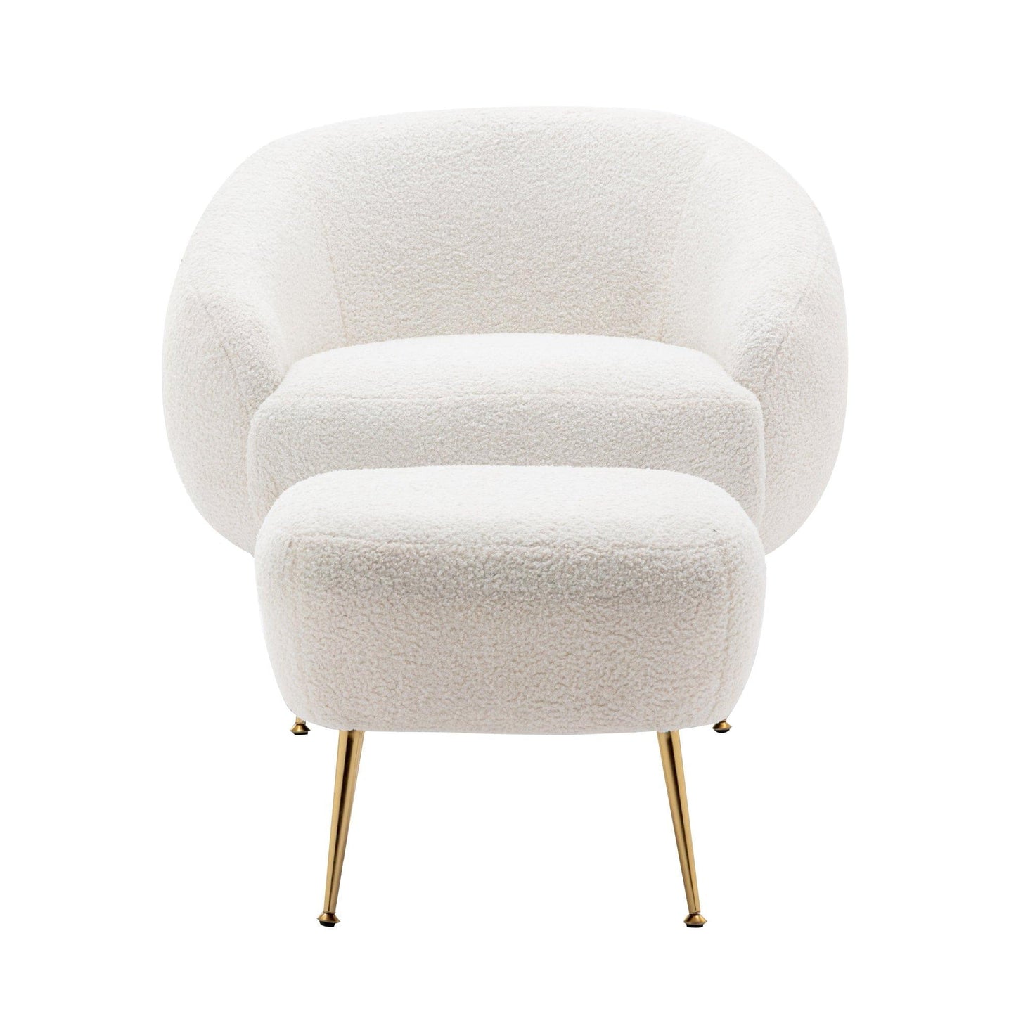 AH-DECOR ottoman White Accent Chair with Ottoman for bedroom and living room