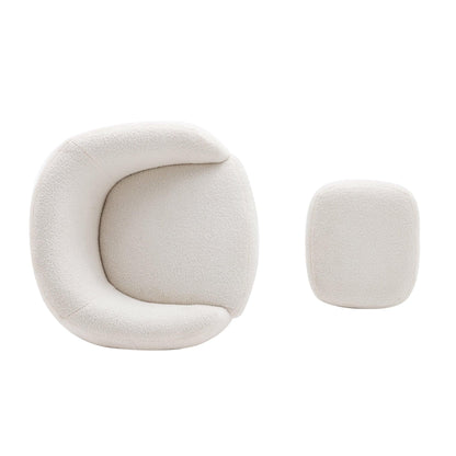 AH-DECOR ottoman White Accent Chair with Ottoman for bedroom and living room