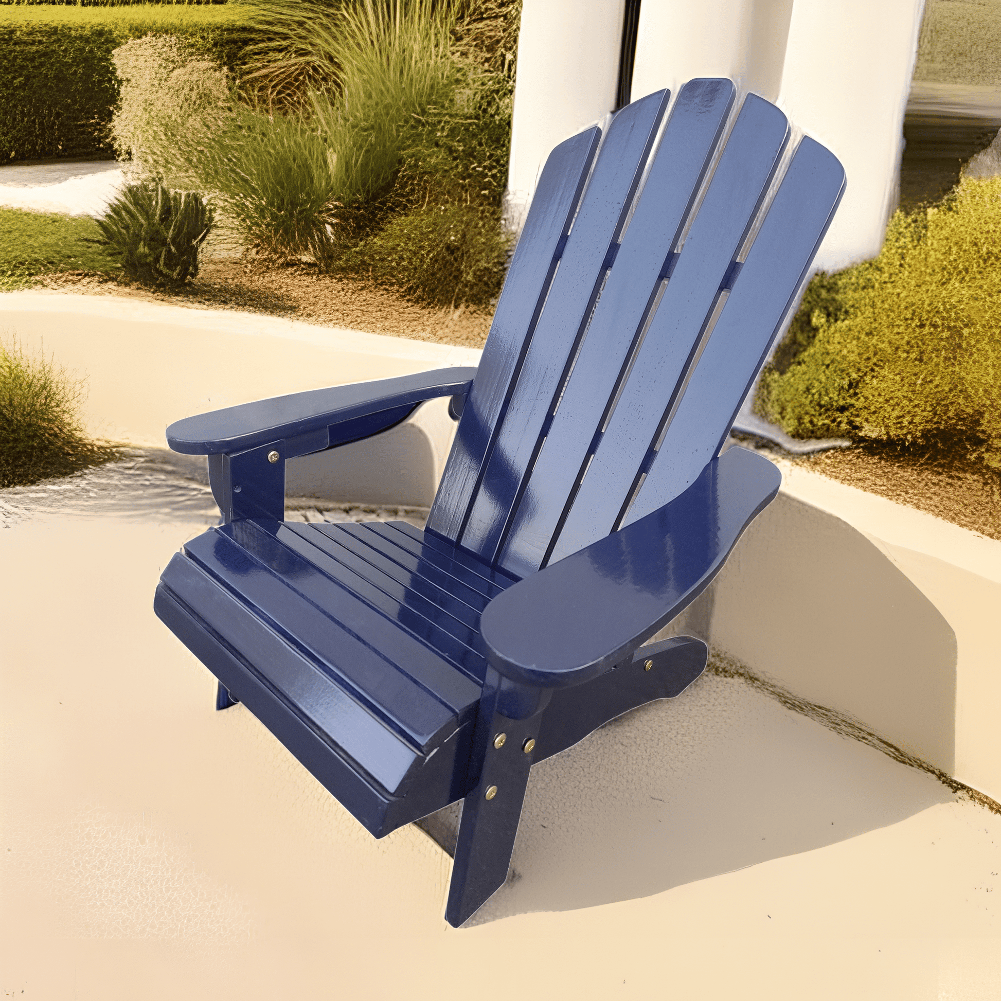 AH-DECOR Outdoor or indoor Wood blue children Adirondack chair