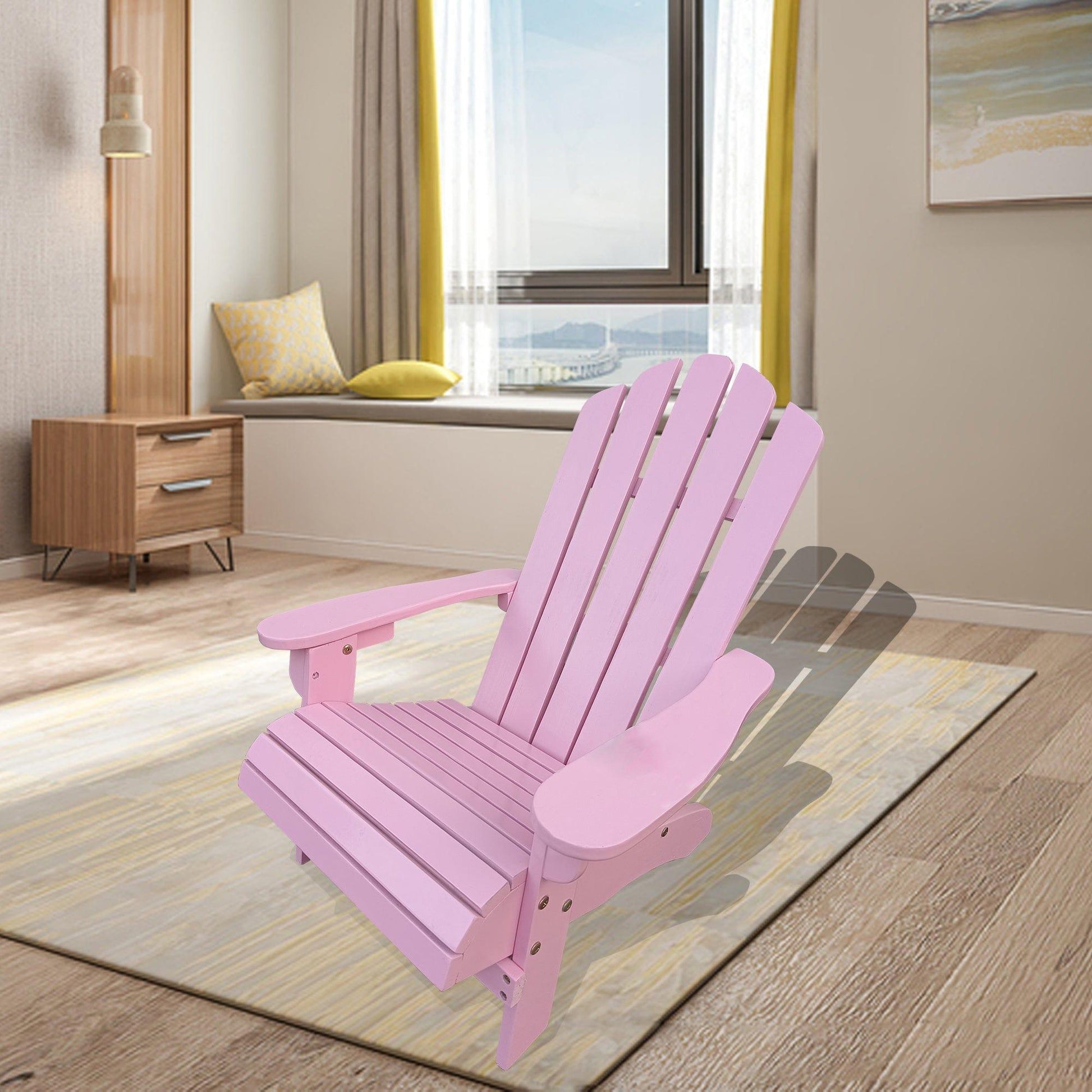 AHDECOR Outdoor or indoor Wood pink children Adirondack chair