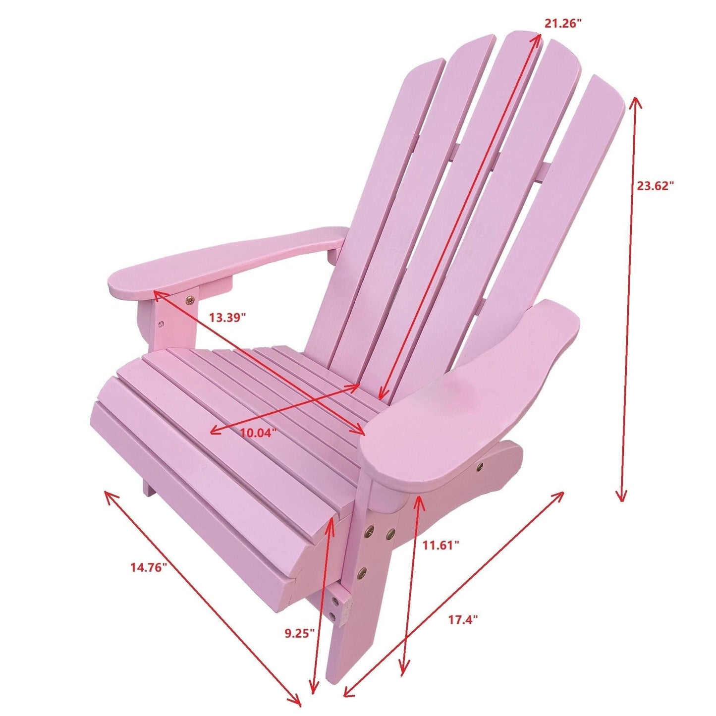 AHDECOR Outdoor or indoor Wood pink children Adirondack chair