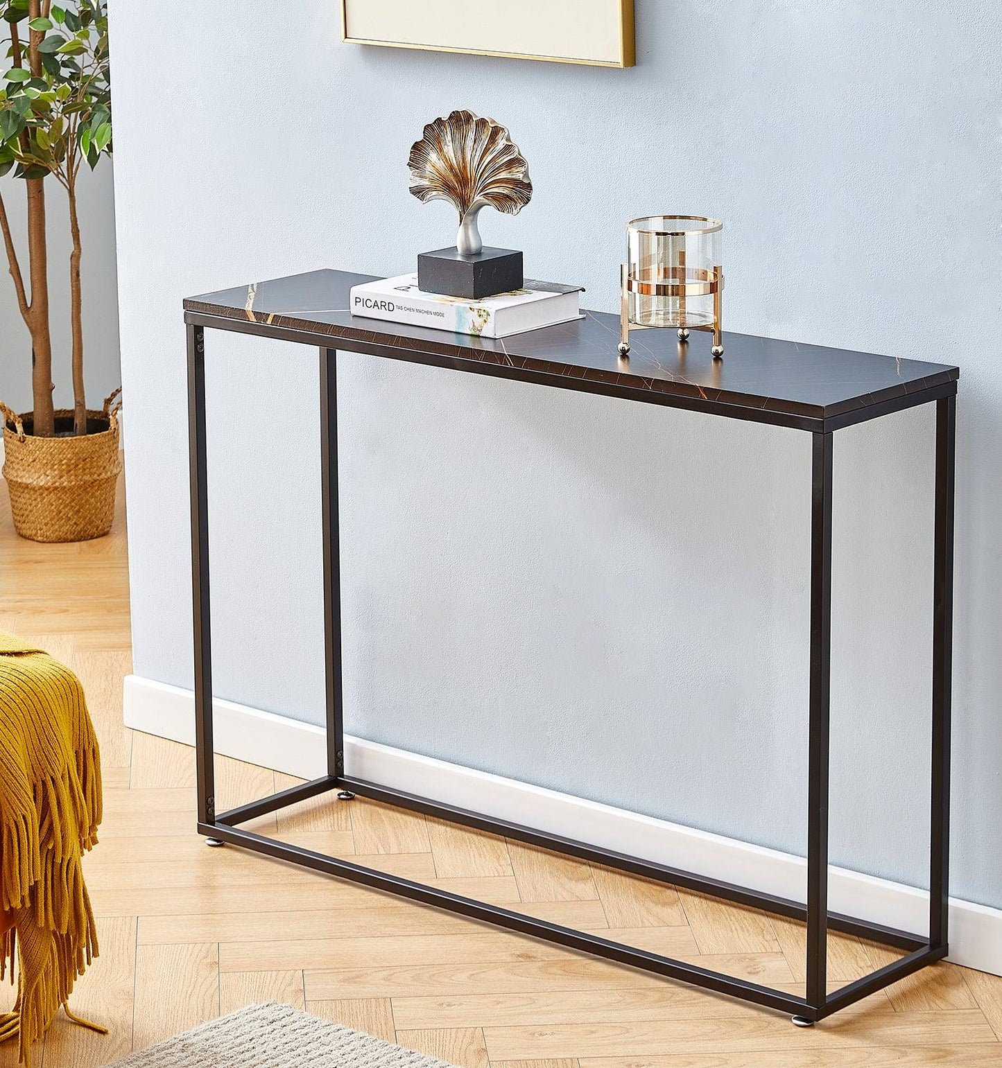 AHDECOR-HOME sofa tabels Black Metal Modern console table for bedroom, dinning room, kitchen room