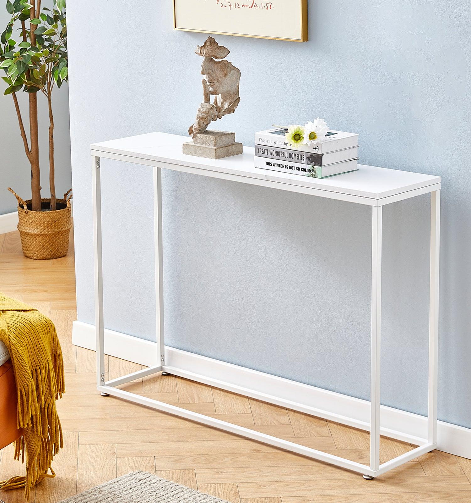 Ahdecor sofa table Console table , White| Living Room, Gold Entrance Table