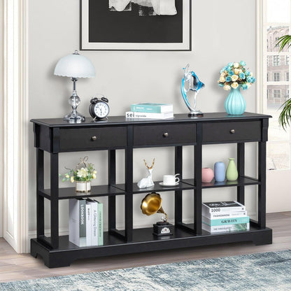 AH-DECOR sofa table Kitchen Buffet Cabinet Sideboard with Open Shelves and 3 Drawers