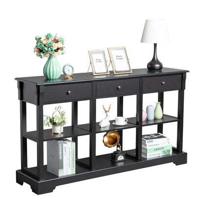 AH-DECOR sofa table Kitchen Buffet Cabinet Sideboard with Open Shelves and 3 Drawers