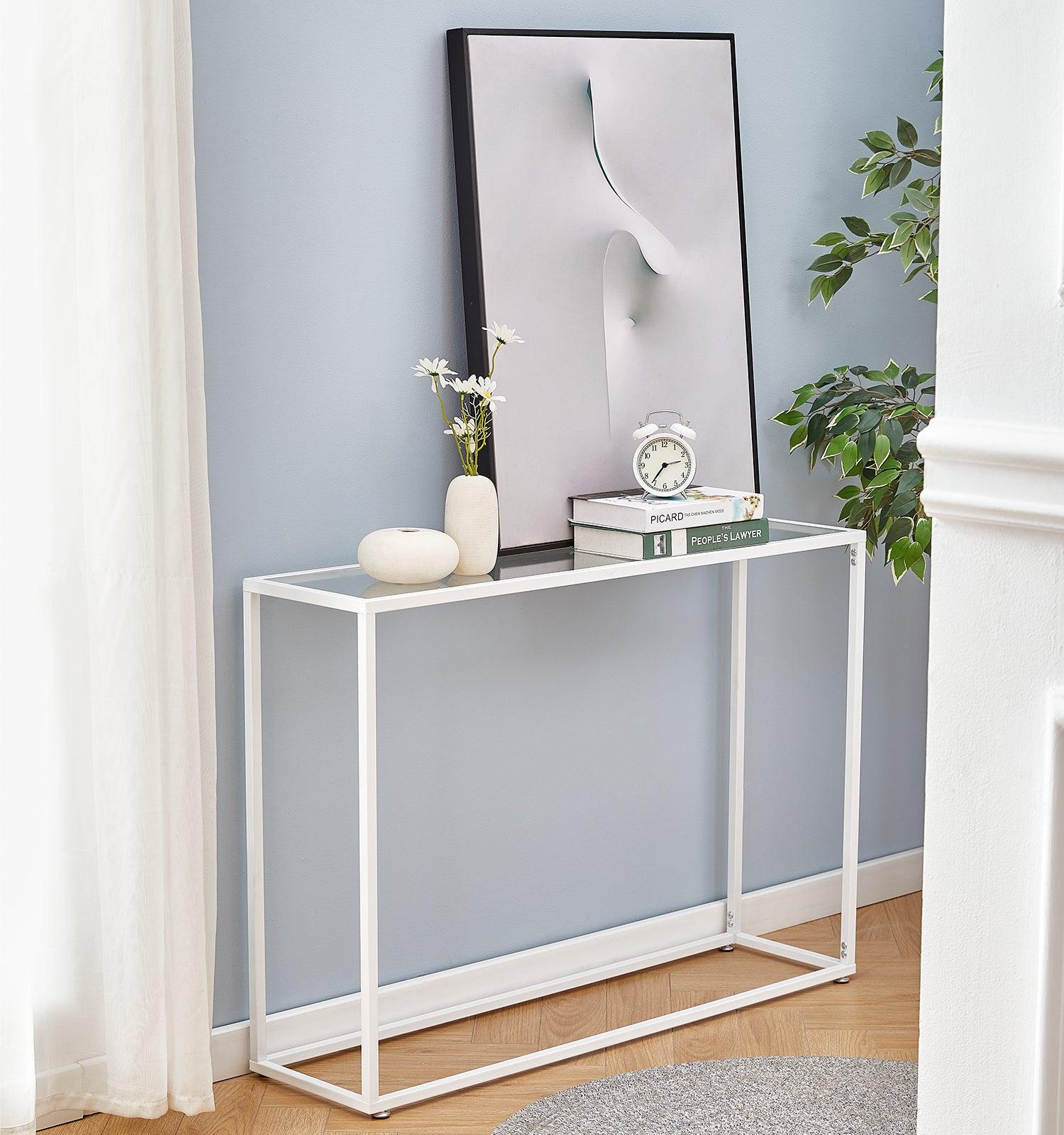 AH-DECOR sofa table white metal console table for Entryway, Living Room , bedroom dinning room