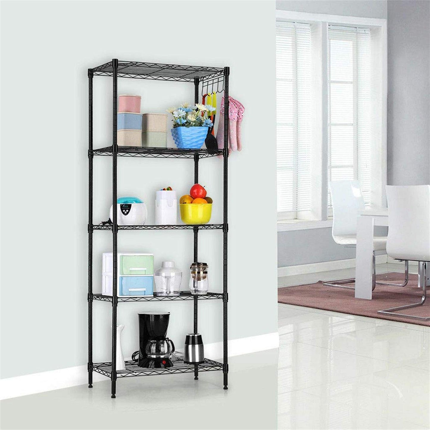 Ah-decor Storage Rack Length(cm)  55.00	Width(cm) 31.00 Changeable Assembly Floor Standing Carbon Steel Storage Rack Black