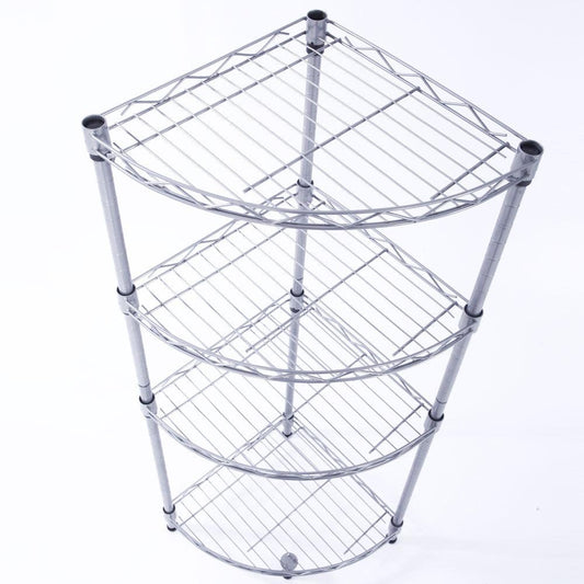 Ah-decor storage shelves Silver Gray XM-243S Fan-shaped Carbon Steel Metal Assembly 4-Tier Storage Rack Silver Gray