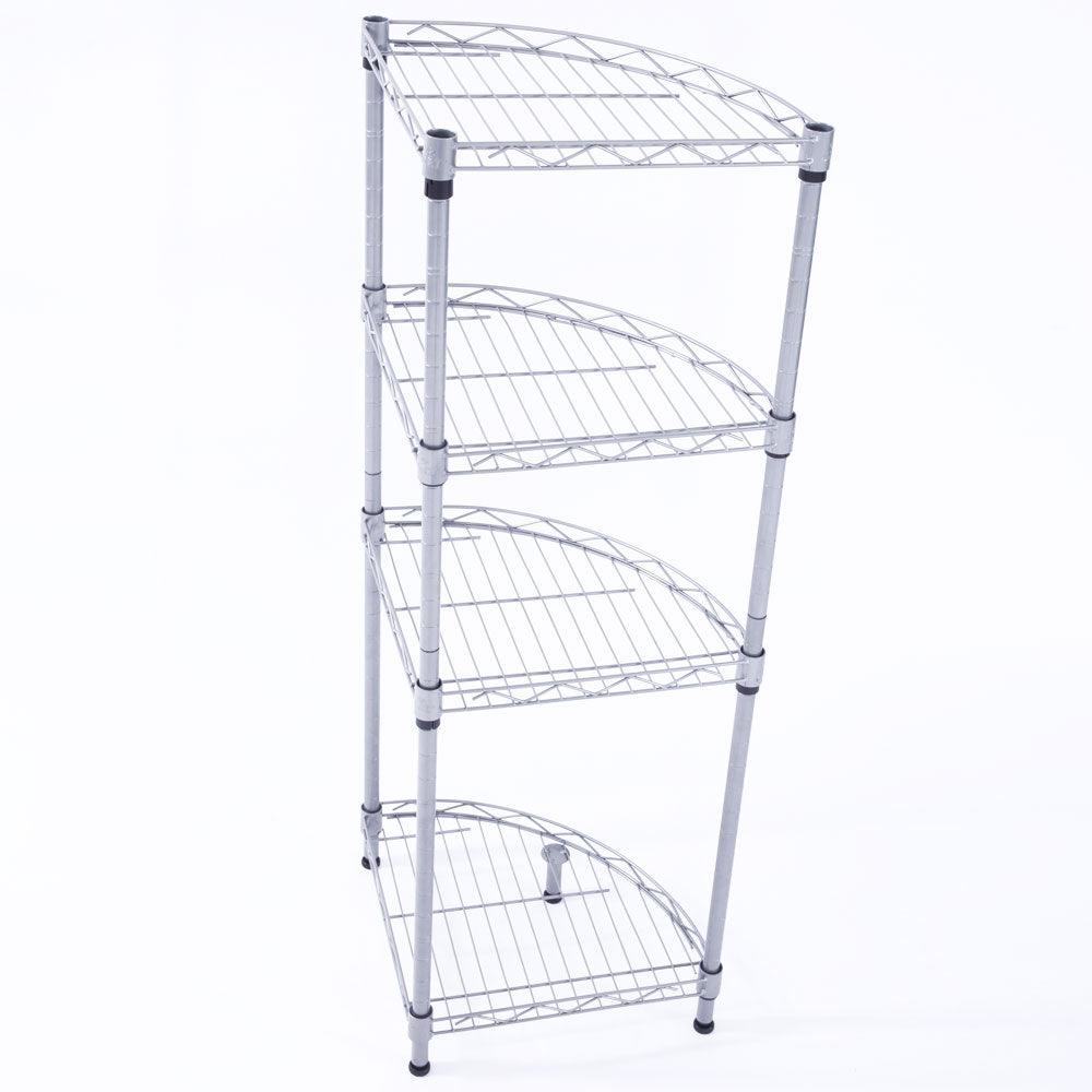 Ah-decor storage shelves Silver Gray XM-243S Fan-shaped Carbon Steel Metal Assembly 4-Tier Storage Rack Silver Gray