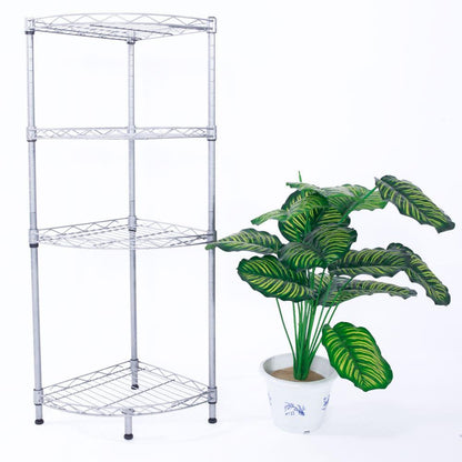 Ah-decor storage shelves Silver Gray XM-243S Fan-shaped Carbon Steel Metal Assembly 4-Tier Storage Rack Silver Gray