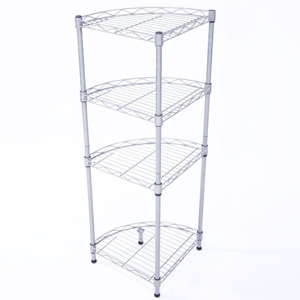 Ah-decor storage shelves Silver Gray XM-243S Fan-shaped Carbon Steel Metal Assembly 4-Tier Storage Rack Silver Gray