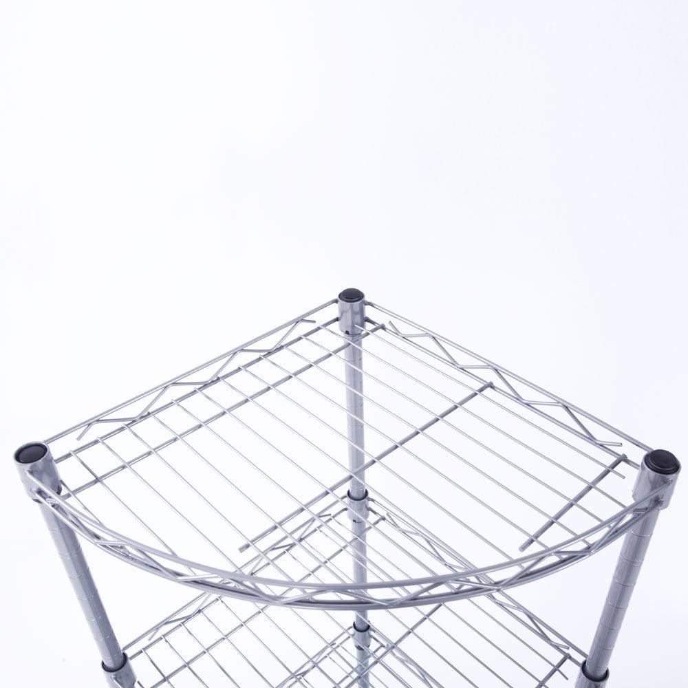 Ah-decor storage shelves Silver Gray XM-243S Fan-shaped Carbon Steel Metal Assembly 4-Tier Storage Rack Silver Gray