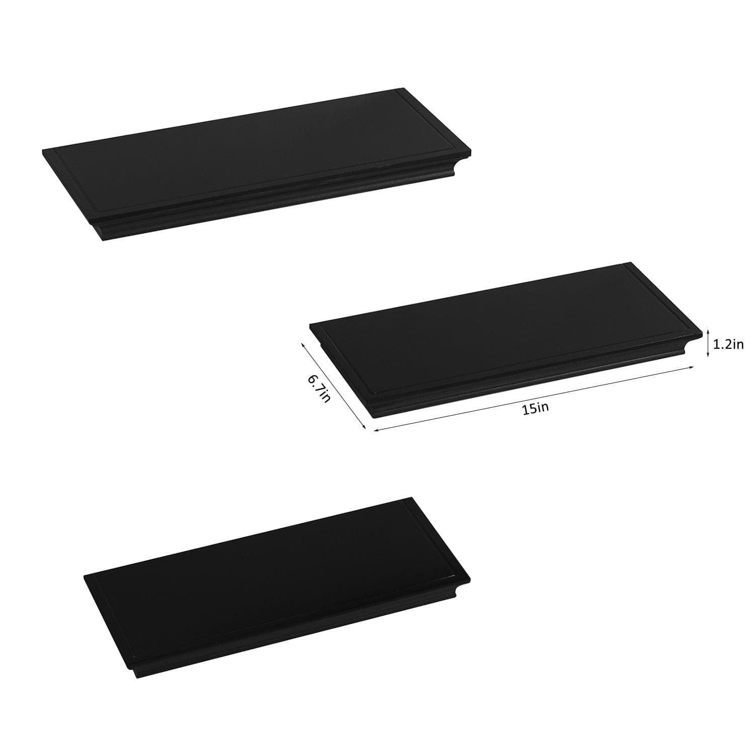 Ah-decor wall rack Set Of 3 Black Floating Shelves With Invisible Brackets