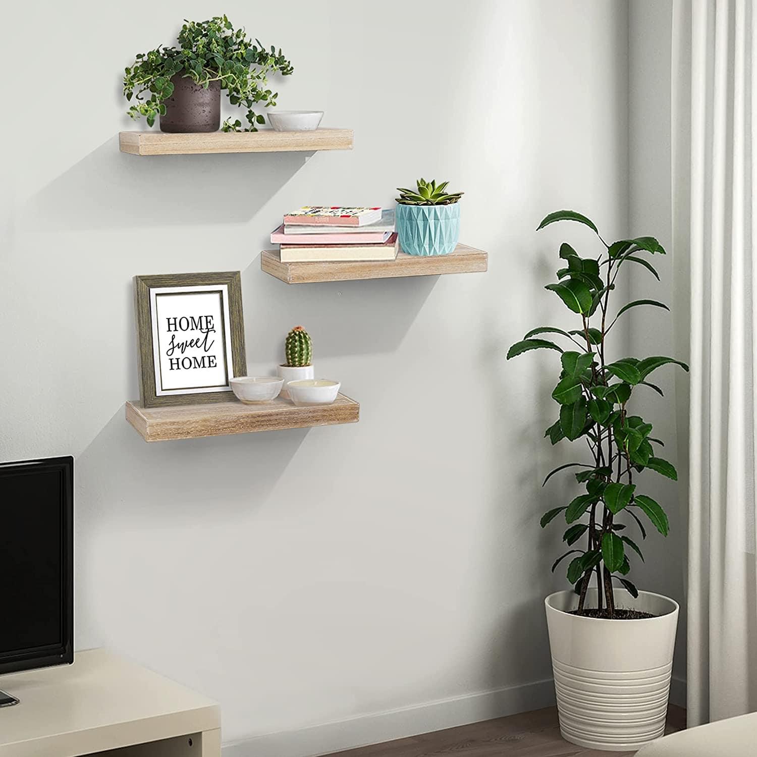 AH-DECOR wall shelf rustic Wood Hanging Book Shelves for Home Decor