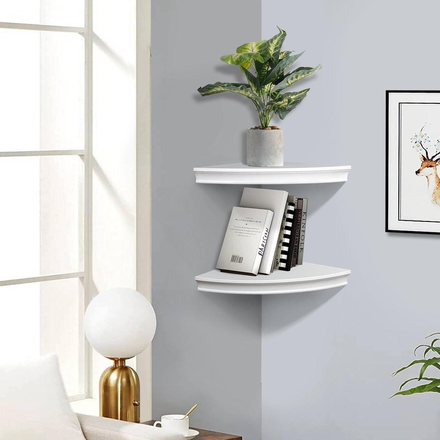 AH-DECOR wall shelf White Corner Shelves For Living Room And Bathroom 2-Pack