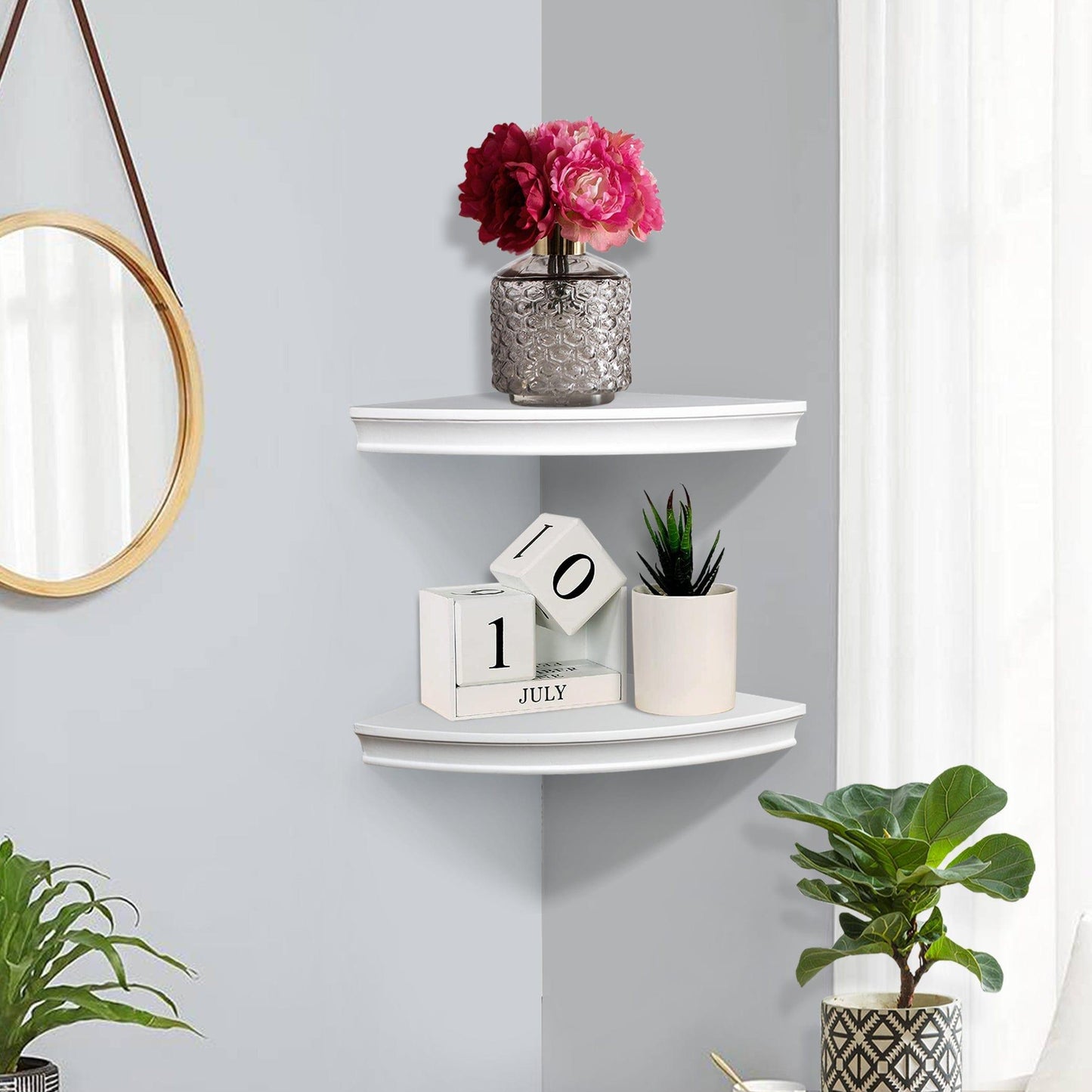 AH-DECOR wall shelf White Corner Shelves For Living Room And Bathroom 2-Pack