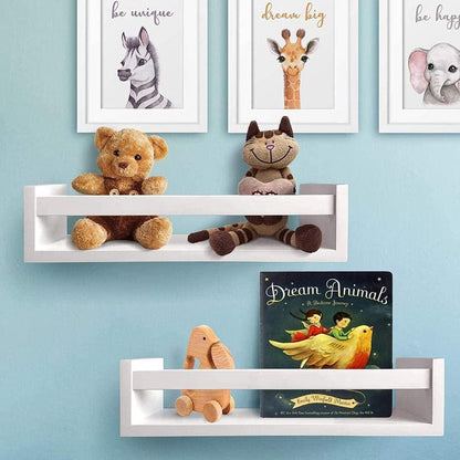 Ah-decor wall shelve White Nursery Room Bookshelf Wall Mount White Floating Shelves, Display Wall Shelf for Kids Rom, Kitchen Spice Rack, Bathroom Decor, Book Shelves Organizer