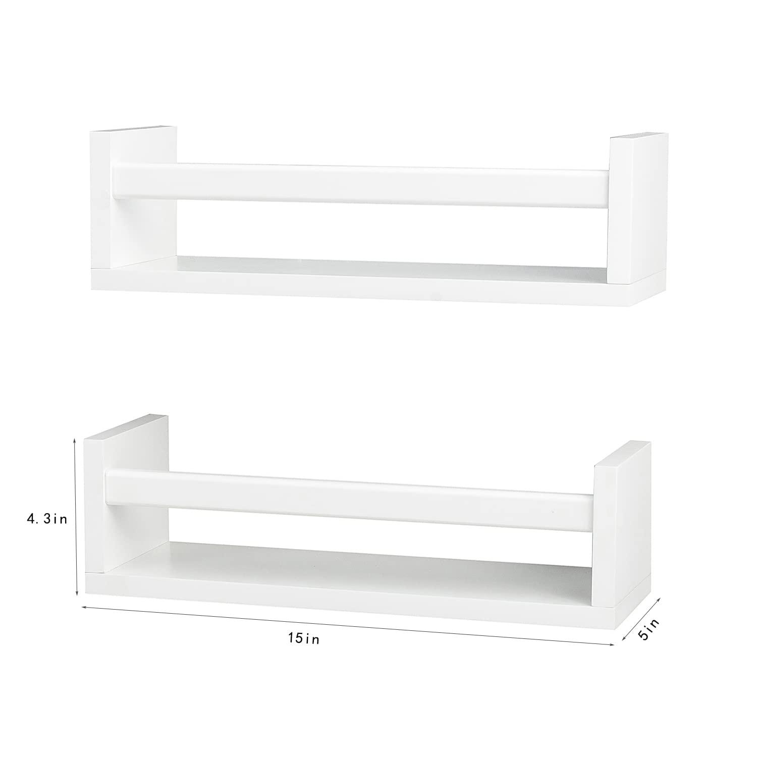 Ah-decor wall shelve White Nursery Room Bookshelf Wall Mount White Floating Shelves, Display Wall Shelf for Kids Rom, Kitchen Spice Rack, Bathroom Decor, Book Shelves Organizer