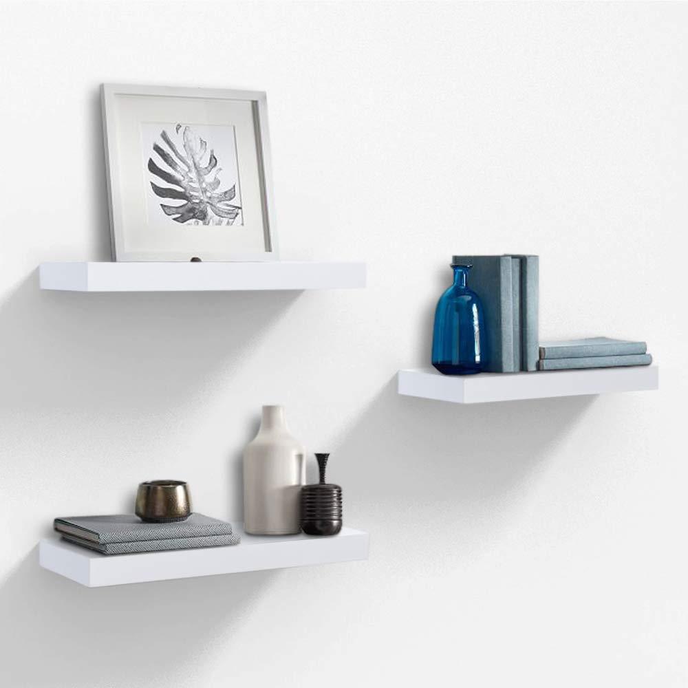 Ah-decor wall shelves 15‘’W / White 5.9" Deep White Floating Shelf Set of 3 Display Ledge Shelves Wide Panel