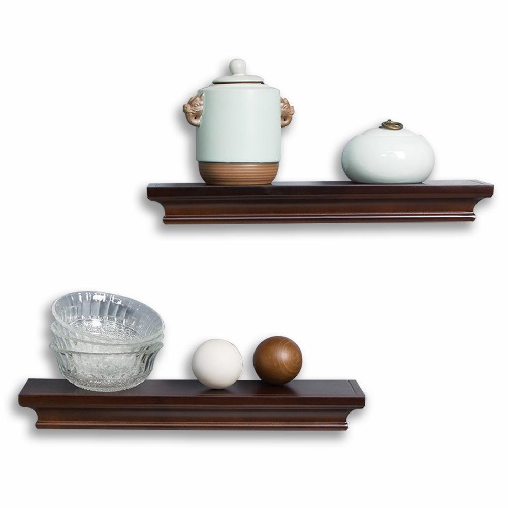 Ah-decor wall shelves 2 pcs / Espresso AHDECOR Wall Mounted Floating Shelves Display Storage Shelves, Wall Shelf for Home and Office Decoration, Espresso Finish, 4" Deep, Set of 2 pcs