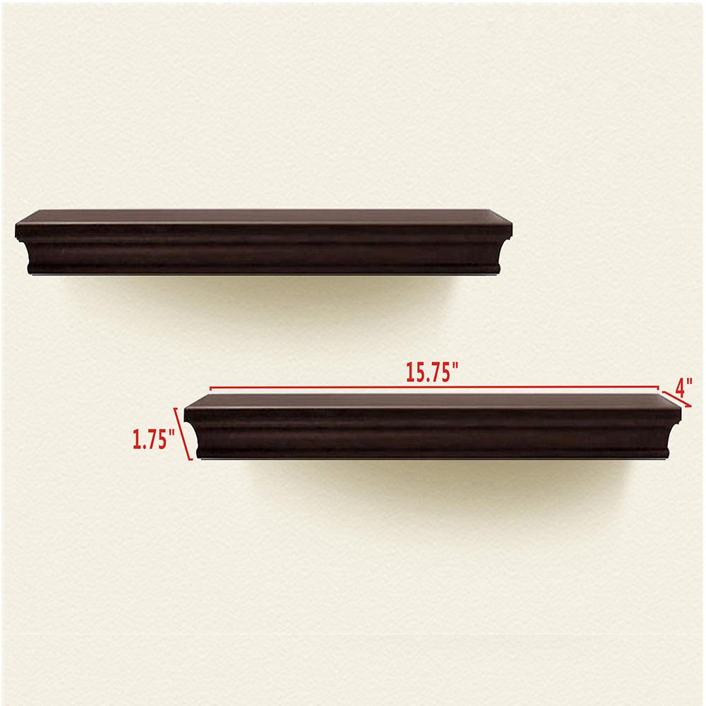 Ah-decor wall shelves 2 pcs / Espresso AHDECOR Wall Mounted Floating Shelves Display Storage Shelves, Wall Shelf for Home and Office Decoration, Espresso Finish, 4" Deep, Set of 2 pcs