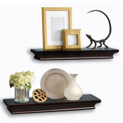 Ah-decor wall shelves 2 pcs / Espresso AHDECOR Wall Mounted Floating Shelves Display Storage Shelves, Wall Shelf for Home and Office Decoration, Espresso Finish, 4" Deep, Set of 2 pcs