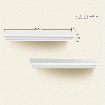 AH-DECOR wall shelves 2 pcs / White White Floating Shelves, Wall Shelf for Home and Office Decor, 4" Deep, Set of 2