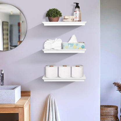 Ah-decor wall shelves Set Of 3 White Floating Shelves With Invisible Brackets